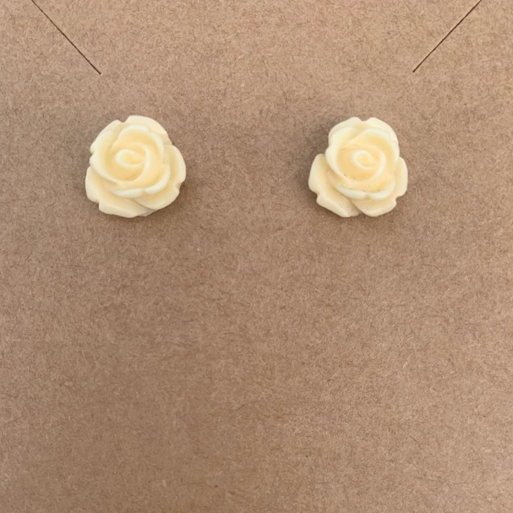 White Rose Earrings